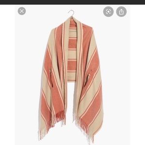 Madewell Striped Burnt Orange Cape Scarf Wrap